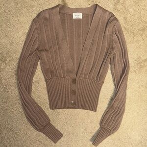 aritzia wilfred ribbed knit merino wool cardigan